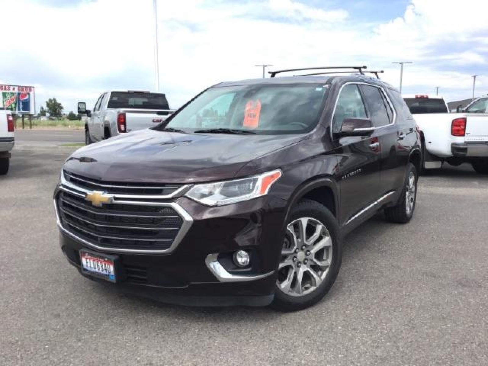2020 Black Cherry Metallic /Jet Black/Dark Galvanized, leather Chevrolet Traverse Premier AWD (1GNEVKKW6LJ) with an 3.6L V6 DOHC 24V engine, 9-Speed Automatic transmission, located at 1235 N Woodruff Ave., Idaho Falls, 83401, (208) 523-1053, 43.507172, -112.000488 - Leather, 3rd row seating, rear entertainment, heated and cooled seats. At Timberline Auto it is always easy to find a great deal on your next vehicle! Our experienced sales staff can help find the right vehicle that will fit your needs. Our knowledgeable finance department has options for almost an - Photo #1