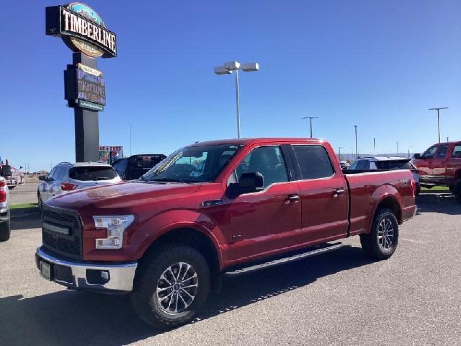 2015 RED /LEATHER Ford F-150 Lariat SuperCrew 6.5-ft. Bed 4WD (1FTFW1EG5FK) with an 3.5 V6 engine, 6-Speed Automatic transmission, located at 1235 N Woodruff Ave., Idaho Falls, 83401, (208) 523-1053, 43.507172, -112.000488 - The 2015 Ford F-150 Lariat is a well-equipped trim level of the popular Ford F-150 pickup truck. Known for its blend of luxury, capability, and technology, the Lariat trim offers a range of features. Here are some key features you might find on the 2015 Ford F-150 Lariat: Engine Options: The 2015 F - Photo #0